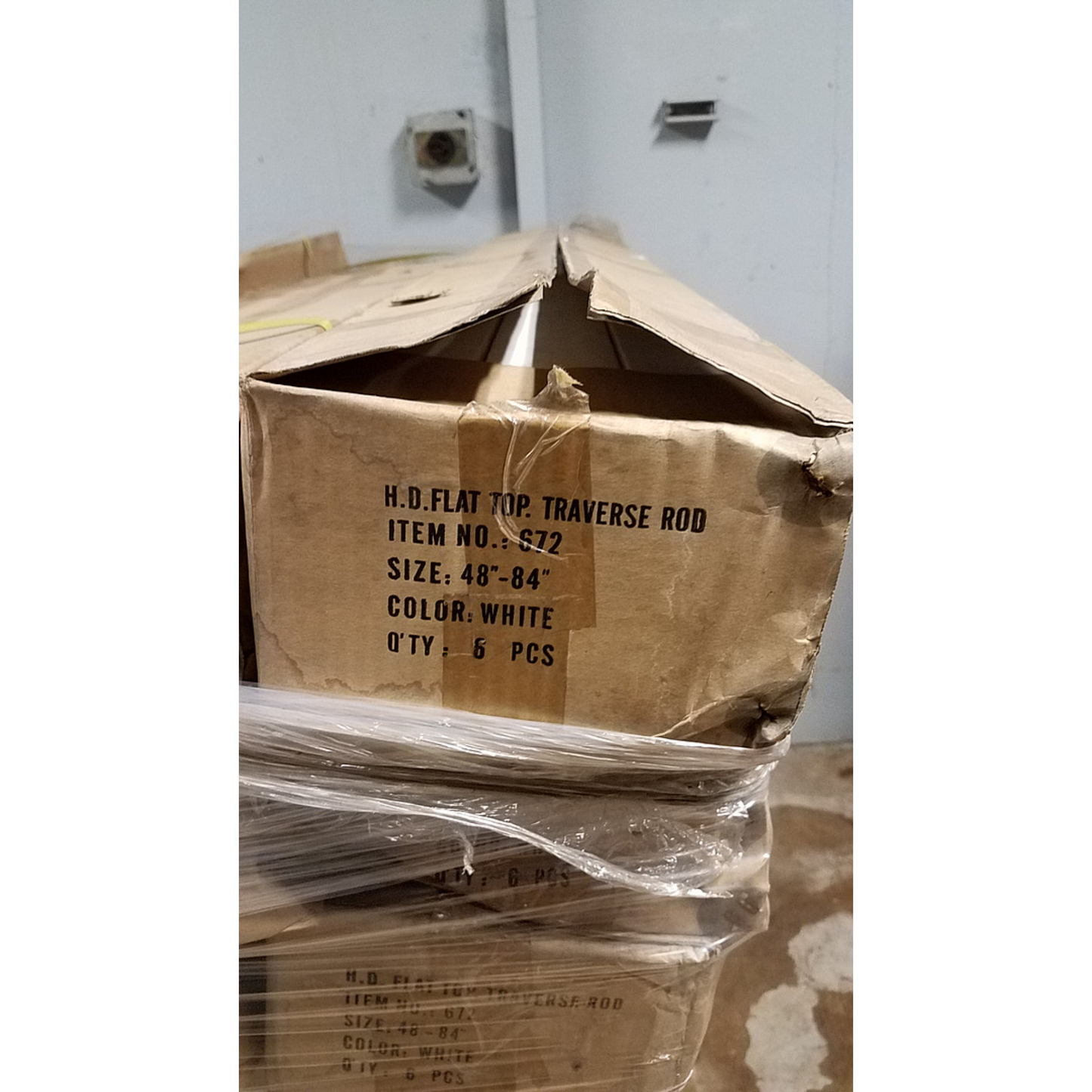 Heavy Duty Travers Rod 48"-84"(Caja de 6 rieles)