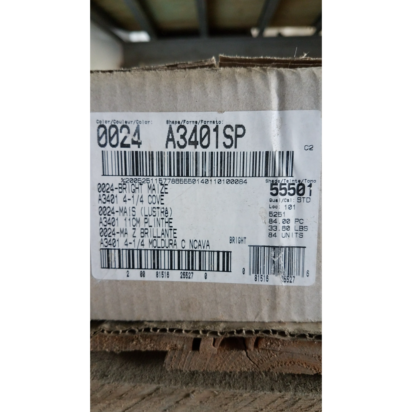 American Olean 4-1/4" concave tile - 0024 Bright Maize (84 unid./caja)  Se vende por caja  - 10.54 p2/caja