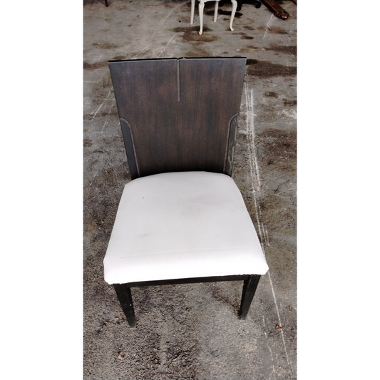 Silla madera / asiento vinyl blanco (simula piel)